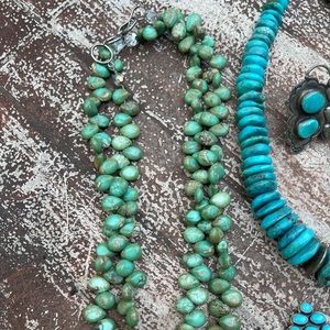 SOLD    Green turquoise double strand necklace!